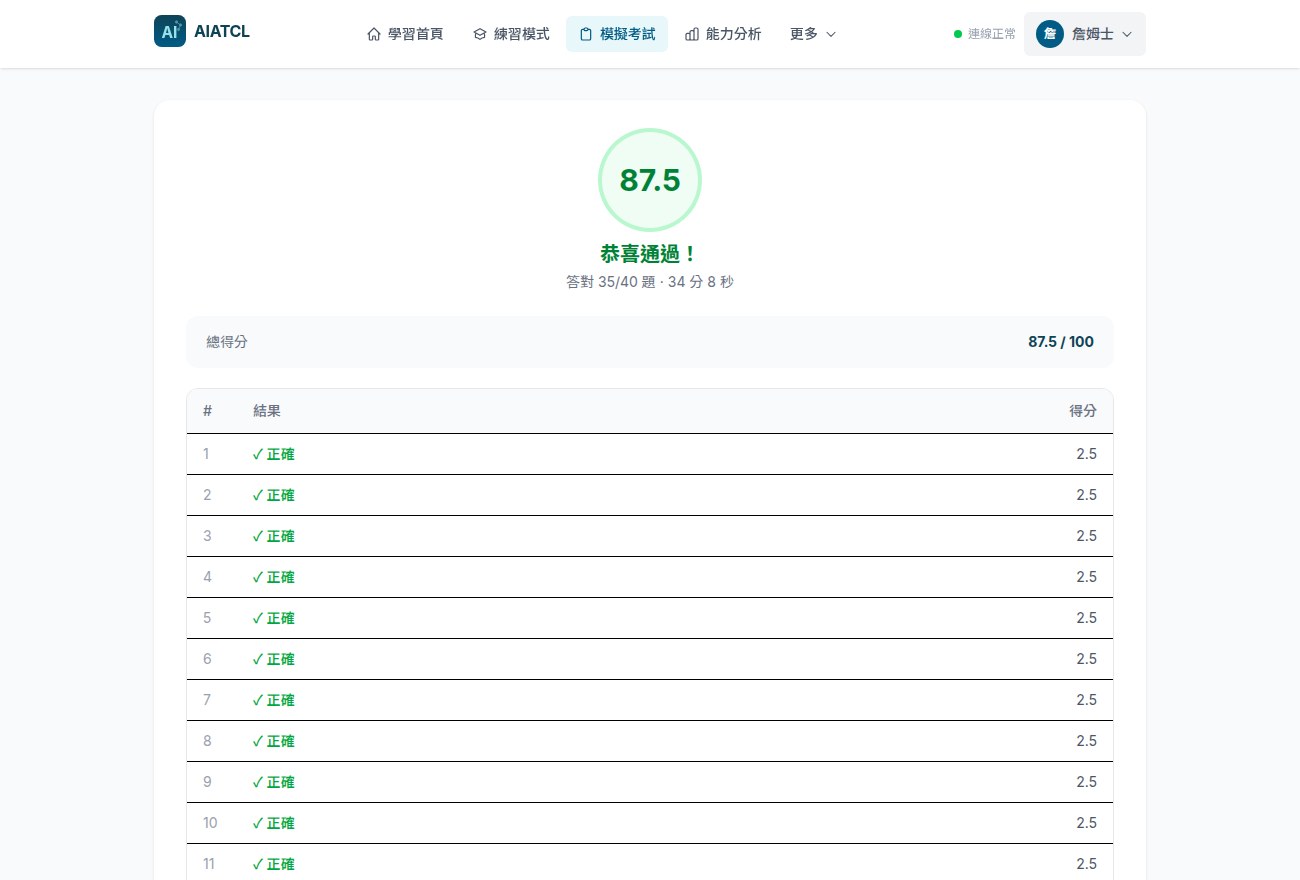 模擬考成績單